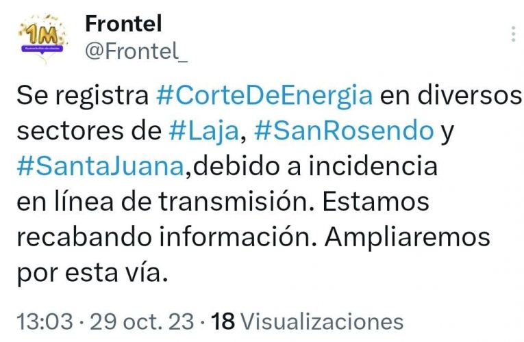 Corte  de  enrgia  electrica se  registra  en Laja  y  Alrrededores