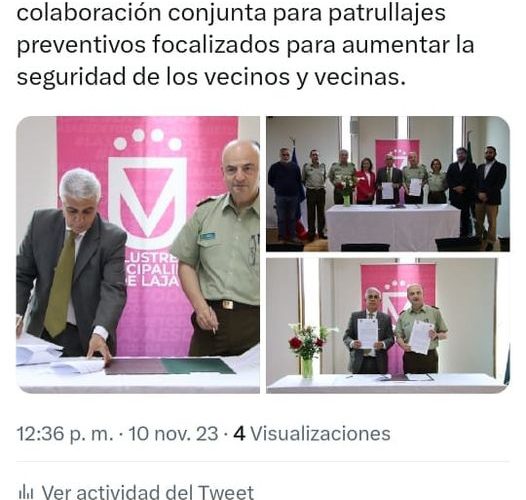 Firma  de  cooperacion  entre  municipio  de  Laja  y Carabineros